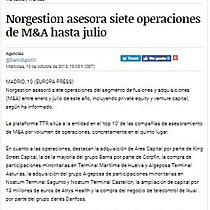 Norgestion asesora siete operaciones de M&A hasta julio